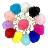 8cm 36 Chaveiro Pompom Pelúcia Imitação Pele Coelho Atacado
