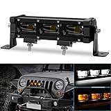 8in Slim LED Light Bar Lente 6D Drl Amber Nevoeiro Lâmpada Branco Driving Work Light Para Offroad Carro Motocicleta 4WD 4x4 ATV 12V 24V