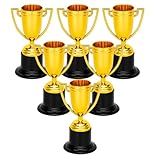 8VR Pacote Com 6 Mini Troféus De Ouro Para Prêmios Conjunto De Copos De Troféu De Plástico Taças De Troféu De Participação De Ouro Para Lembrancinhas De Festa Adereços Recompensas Prêmios