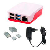 8x Fonte Usb-c + Case Oficial P/ Rpi 4 + Dissipadores C/nf