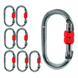 8x Mosquetão Aço Oval 25kn Trava Rosca Sideup Ce En Nbr