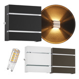8x Arandela Slim 2 Frisos Focos Externa 8 Leds G9 5w Mf103