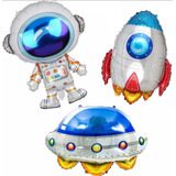 9 Balão Metalizado Astronauta Nave E Foguete Espacial