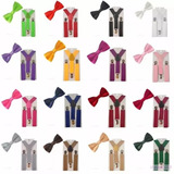 9 Kits Suspensório + Gravata Borboleta Adulto E Infantil