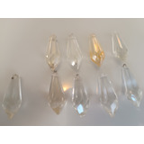 9 Pingentes Ponteiras Cristal Antigo P/lustre