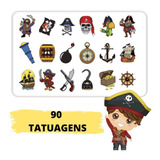 90 Tatuagem Temporária Infantil - Tema Piratas