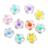 94 Pcs Miçanga Flor Cor Transparente Colorido Interno 50gram