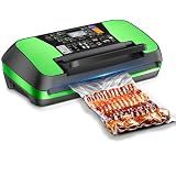 95kpa Vacuum Sealer Machine- Commercial Full Automatic Food Sealer- Food Vacuum Sealing Machine With Cutter- 10 Pre-cut Bags - Bag Rolls And Accessory Hose- Fully Starter Kits-light Green