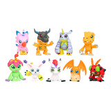 9pçs Mini Figures Digimon Miniatura Colecionável