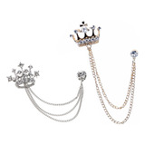 A 2pcs Strass Lapela Vara Broche Pino Borla Corrente Terno