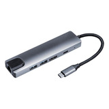 A Adaptador Lan Ethernet Tipo C 5 Em 1 Para Usb 3.0 4k Hdmi