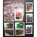 A886 Tanzania Fauna Répteis Série Completa Com Bloco Yvert N