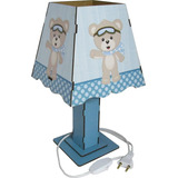 Abajur Quarto Bebê Decoração Ursinho Azul Mdf