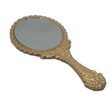Abebê Espelho De Mão Oxum Umbanda Dourado Vintage Oval Medio