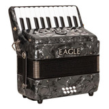 Acordeon Eagle Ega 8b Pbk Preto Perolizado 8 Baixos