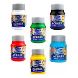 Acrilex Kit Com 6 Tintas De Tecido Tela Pintura 37ml