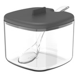 Açucareiro Break Porta Açúcar Com Colher 200ml Quadrado 0u Cor Chumbo