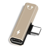Adaptador 2 Em 1 Fone Ouvido Type C Audio Carregador Dourado