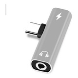 Adaptador 2 Em 1 Fone Ouvido Type C Audio Carregador Prata