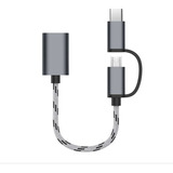 Adaptador Cabo Otg 2 Em 1 Micro Usb V8 E Usb-c Para Usb 3.0 