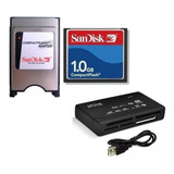 Adaptador Compact Flash Pcmcia + Cf 1gb Sandisk + Leitor Usb