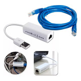 Adaptador Conectar Ligar Internet Rede Usb Notebook +cabo 3m