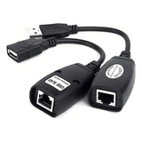 Adaptador Conversor Extensor Usb Via Cabo Rede Rj45 Até 45m Cor Preto