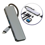 Adaptador De Hub Multiporta Usb Tipo C 7 Em 1 Pc, Laptop, Cor Cinza