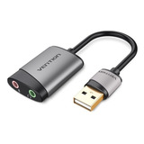 Adaptador De Placa De Som Externa Usb Vention Color Space Grey Dual Jack 3.5 A