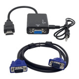 Adaptador De Vídeo Hdmi Macho Para Vga Femea Com Cabo Vga Nf