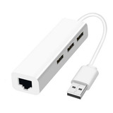 Adaptador Hub 3 Portas Usb Lan Rede Ethernet Gig Rj45 10/100