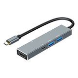 Adaptador Hub 6 Em 1 Com Leitor Hdmi Usb 3.0 Tipo Ac 4k