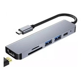 Adaptador Hub Usb Tipo C 3.0 Hdmi 6 Em 1 Macbook E Windows