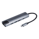 Adaptador Lan Ethernet Tipo C 5 Em 1 Para Usb 3.0 4k Hdmi Pd