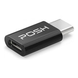 Adaptador Posh Micro Usb Para Type C Em Abs Bk