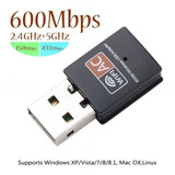 Adaptador Receptor Wireless Usb Wi-fi 5ghz Dual Band
