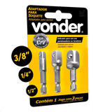 Adaptador Soquete Parafusadeira Furadeira Cachimbo Kit 3pcs