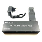 Adaptador Switch Splitter Hdmi Do 4 Hdmi Sigma Matrix Hdmi 4x2 Switch Splitter 1080p 4k 3d Com Controle