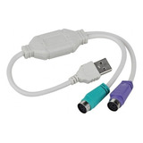 Adaptador Usb Macho Para 2 Ps2 Fêmea Teclado E Mouse Xt-569