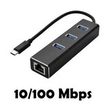 Adaptador Usb Tipo C 3.1 Hub 3 Portas 3.0 Ethernet Rj45 /100