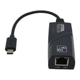 Adaptador Usb Tipo C Para Rede Lan Rj45 Gigabit, Cor Preta