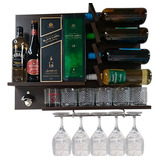  Adega Bar De Parede Barzinho Abridor Garrafas Inox 100% Mdf