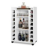 Adega Bar P/ 16 Garrafas C/ Rodízios Belgica Branco