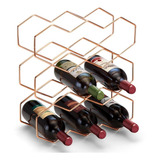 Adega De Vinhos Suporte 9 Garrafas Bancada Metal Gold Rose