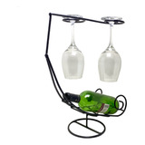 Adega Porta Vinho Mais Suporte De Taças Decorativo Cor Preto