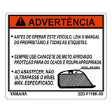 Adesivo Advertência Tanque Yamaha Fz250 Mt03