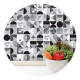 Adesivo Azulejo Cozinha Geometrica Preto Branco 10x10 200un