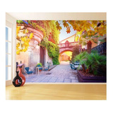 Adesivo De Parede Cidade Antiga Flores Casa 3d 7,5m² Ntr144