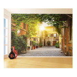 Adesivo De Parede Cidade Antiga Flores Casa 3d 7m² Ntr134