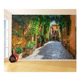 Adesivo De Parede Cidade Antiga Flores Casa 3d 7m² Ntr137